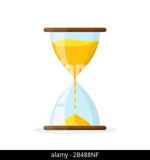 Mignonne icône En Verre De Sable isolée. Icône HourGlass à plat. Icône heure ou horloge. Illustration vectorielle. Illustration de Vecteur