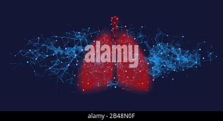 Concept médical futuriste avec poumons humains rouges Illustration de Vecteur