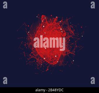 Concept médical futuriste au cœur rouge humain Illustration de Vecteur