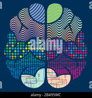 Illustration du motif du cerveau dans une couleur différente, avec beau vecteur d'arrière-plan Illustration de Vecteur