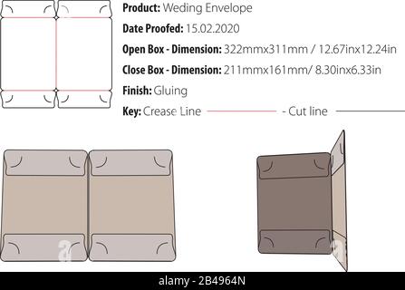 Weding Picture Envelope modèle de conditionnement vecteur de découpe de matrice Illustration de Vecteur
