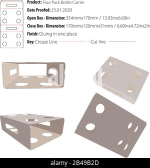 Vecteur de découpe de support de bouteille à quatre paquets Illustration de Vecteur