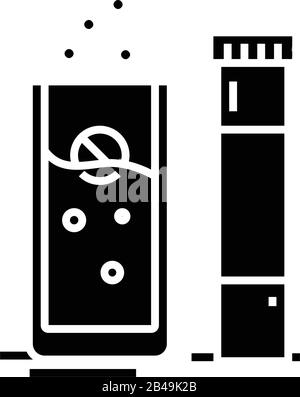 Pilules solubles icône noire, illustration de concept, vecteur symbole plat, signe glyphe. Illustration de Vecteur