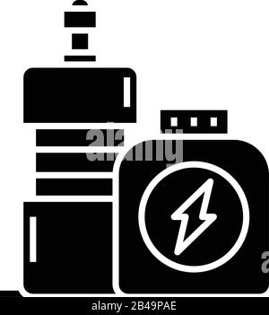 Icône noire de nutrition sportive, illustration conceptuelle, symbole vectoriel plat, signe glyphe. Illustration de Vecteur