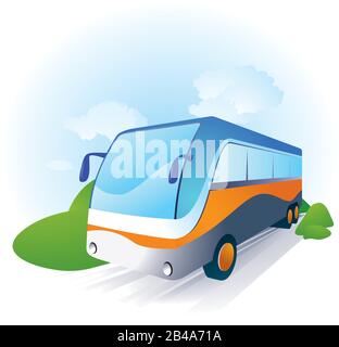 Illustration du bus, avec beau vecteur d'arrière-plan Illustration de Vecteur