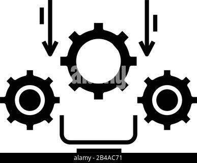 Icône noire de travail de configuration, illustration de concept, symbole plat vectoriel, signe glyphe. Illustration de Vecteur