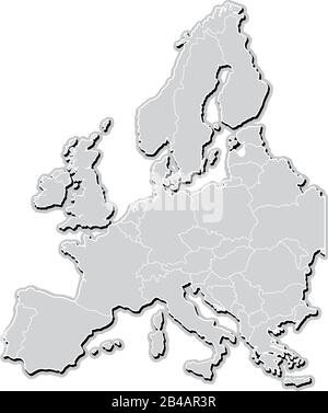 Vecteur de carte Europe avec frontières de pays Illustration de Vecteur