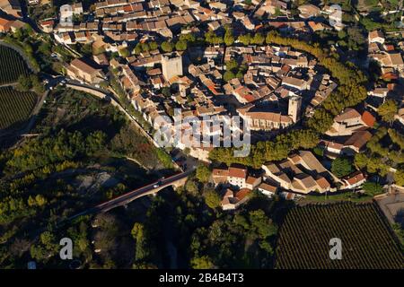 France, Aude, Fabrezan, vignoble AOC Corbières (vue aérienne) Banque D'Images