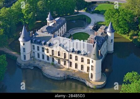 La France, l'Oise, d'Ermenonville, le château d'Ermenonville (vue aérienne) Banque D'Images