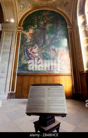 France, Paris, quartier Saint Germain des Prés, église Saint Sulpice, Chapelle des Saints Anges, Jacob Wrestling avec l'Ange d'Eugene Delacroix Banque D'Images