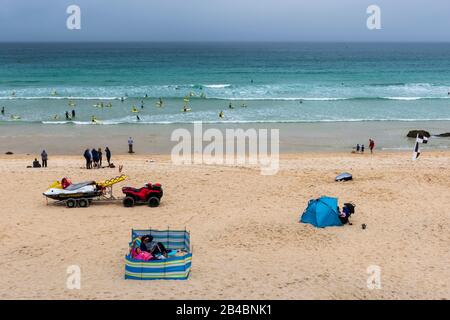 Royaume-Uni, Angleterre, Cornwall, Saint Ives, Porthmeor Beach Banque D'Images