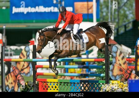 Le nord-américain, Spruce Meadows, 2006 Défi Pepsi, Federico Fernandez (MEX) équitation Frida Banque D'Images