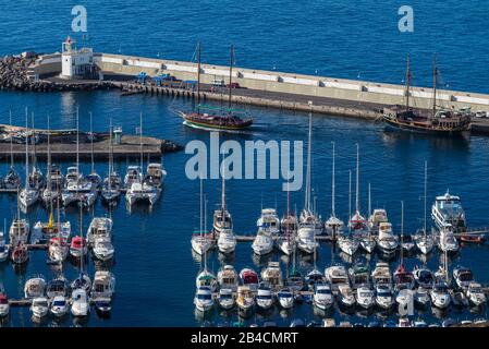 Espagne, Canaries, Gran Canaria Island, Puerto Rico, de la ville de Plaisance, high angle view Banque D'Images
