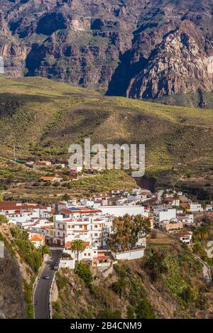 Espagne, Canaries, Gran Canaria Island, San Bartolome de Tirajana, high angle view of town Banque D'Images