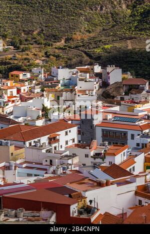 Espagne, Canaries, Gran Canaria Island, San Bartolome de Tirajana, high angle view of town Banque D'Images