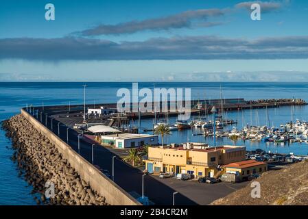 Espagne, îles Canaries, île de Fuerteventura, Morro jable, vue panoramique sur le port Banque D'Images