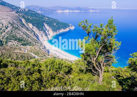 Vue D'Ensemble De Myrtos Bay, Kefalonia Island, Grèce, Banque D'Images