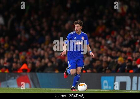 Konstantinos Tsimikas of Olympiacos - Arsenal / Olympiacos, UEFA Europa League - Round of 32 second Leg, Emirates Stadium, Londres, Royaume-Uni - 27 février 2020 Banque D'Images