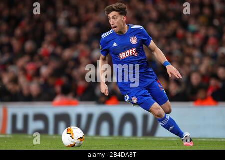 Konstantinos Tsimikas of Olympiacos - Arsenal / Olympiacos, UEFA Europa League - Round of 32 second Leg, Emirates Stadium, Londres, Royaume-Uni - 27 février 2020 Banque D'Images