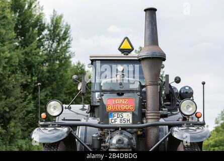 Bad König, Hesse, Allemagne, Lanz Bulldog Type D 9506 Ackerluft, au Bad Königer Classic Festival, 45 ch, construit en 1950, capacité moteur 10338, fabricant Heinrich Lanz AG de Mannheim Banque D'Images