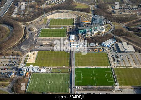 Photo aérienne, lieux de formation Schalke S04, Gelsenkirchen, Ruhr district, Rhénanie-du-Nord-Westphalie, Allemagne Banque D'Images