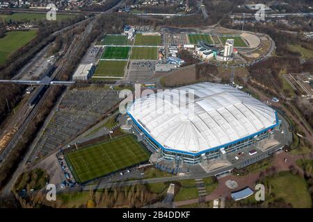 Photo aérienne, lieux de formation Schalke S04, Gelsenkirchen, Ruhr district, Rhénanie-du-Nord-Westphalie, Allemagne Banque D'Images