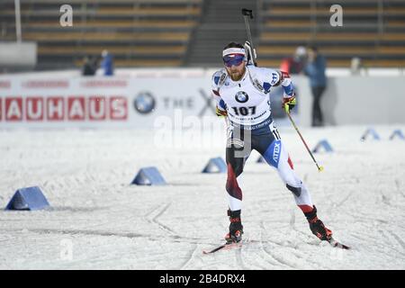 Tchèque Michal Slesingr rivalise lors de la compétition de sprint de 10 km de la coupe mondiale de biathlon de Nove Mesto na Marove, République tchèque, 06 mars 2020. (Photo Ctk/Josef Vostarek) Banque D'Images