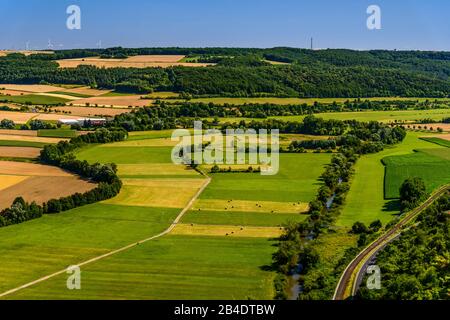 Deutschland, Bayern, Unterfranken, Fränkisches Saaletal, Fuchsstadt, Saaletal, Blick Vom Hammelberg Banque D'Images