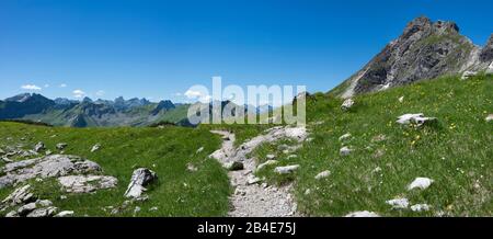 Koblat-Höhenweg Au Nebelhorn, Alpes D'Allgäu, Allgäu, Bavière, Allemagne, Europe Banque D'Images