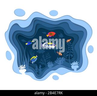 Conception de monde sous-marin avec poissons de récif de corail Illustration de Vecteur