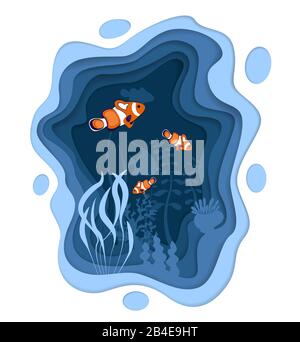 Conception de monde sous-marin avec poissons de récif de corail Illustration de Vecteur