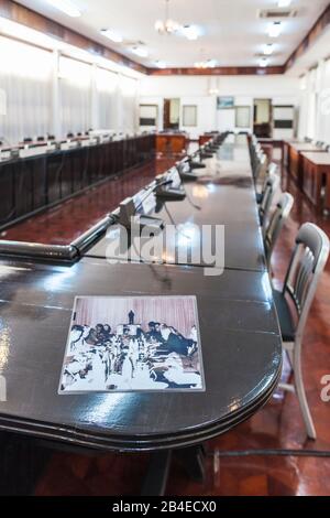 Laos, Vientiane, Mémorial de Kaysone Phomivan, ancien domicile du leader communiste lao dans l'ancien complexe de la CIA, premier bâtiment lao Politburo, intérieur Banque D'Images