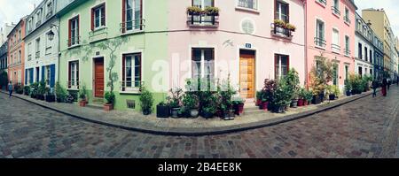 Vue panoramique, rue Cremieux, rangée de maisons Banque D'Images