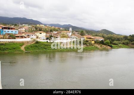 Ribeira River D'Iguape, Ville, Iporanga, São Paulo, Brésil Banque D'Images