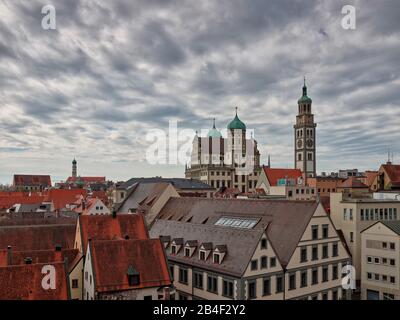 Hôtel De Ville, Perlachturm, Augsbourg, Swabia, Bavière, Allemagne Banque D'Images