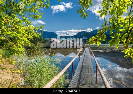 Schlehdorf, Kochelsee, Bad Tölz-Wolfratshausen District, Haute-Bavière, Allemagne, Europe. Trois serres dans le Kochechsee Banque D'Images