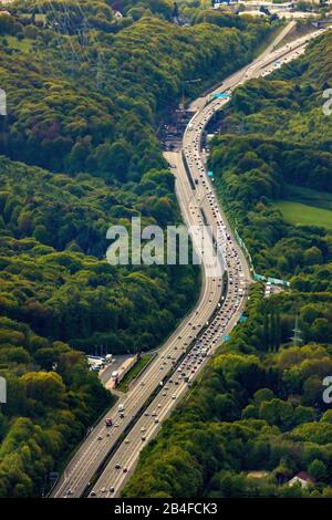 Vue aérienne du chantier sur l'A1 près de Volmarstein à Hagen dans la région de la Ruhr dans l'état de Rhénanie-du-Nord-Westphalie, Allemagne Banque D'Images