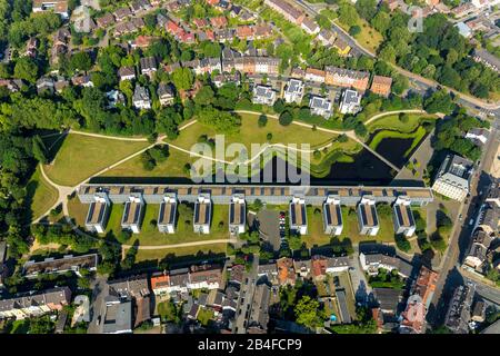 Vue aérienne du parc des sciences Gelsenkirchen à Gelsenkirchen, dans la région de la Ruhr, en Rhénanie-du-Nord-Westphalie, en Allemagne. Banque D'Images