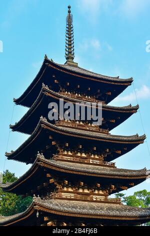 Kohfukuji Cinq Pagode Étagée, Temple Kohfukuji, Parc Nara, Nara, Honshu, Japon Banque D'Images