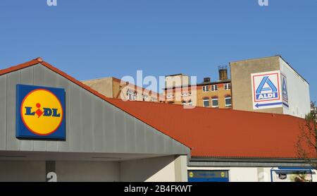 Lidl, Aldi Kreuzbergstrasse, Kreuzberg, Berlin, Deutschland Banque D'Images