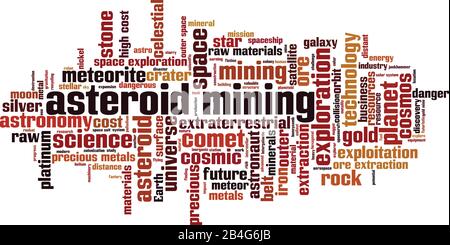 Concept de nuage de mots pour l'extraction des astéroïdes. Collage de mots sur l'extraction d'astéroïdes. Illustration vectorielle Illustration de Vecteur