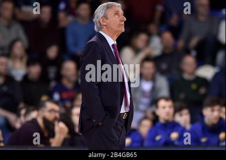 Barcelone, Espagne. 06 mars 2020. Barcelone, ESPAGNE - MARS 06: Svetislav Pesic du FC Barcelone en action pendant le match de basket-ball Euroligue joué entre le FC Barcelona Basquet et le FC Bayern Munich Basketball au Palau Blaugrana le 6 mars 2020 à Barcelone, Espagne. Crédit: Dax Images/Alay Live News Banque D'Images