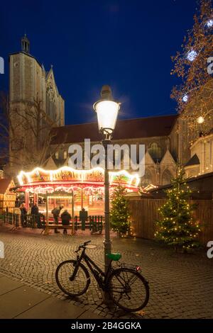 Marché de Noël, heure bleue, nuit, Braunschweig, Basse-Saxe, Allemagne, Europe Banque D'Images