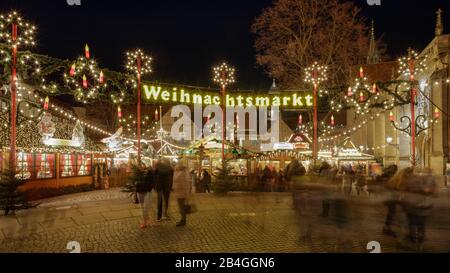 Marché de Noël, heure bleue, nuit, Braunschweig, Basse-Saxe, Allemagne, Europe Banque D'Images