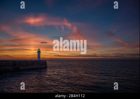 Normandie, phare, Manche, coucher de soleil, coucher de soleil, coucher de soleil, Banque D'Images