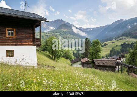 AM Mühlenweg à Maria Luggau, vue sur les Alpes de Carnic, Lesachtal, Hermagor district, Carinthie, Autriche Banque D'Images