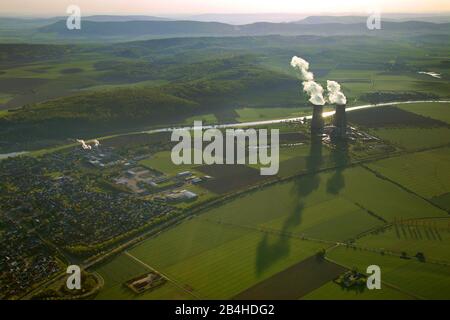 , Centrale nucléaire de Grohnde au fleuve Weser, 11.05.2006, vue aérienne, Allemagne, Basse-Saxe, Grohnde Banque D'Images