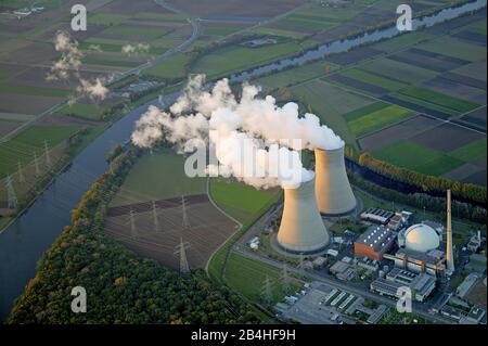 , Centrale nucléaire de Grohnde au fleuve Weser, 11.05.2006, vue aérienne, Allemagne, Basse-Saxe, Grohnde Banque D'Images