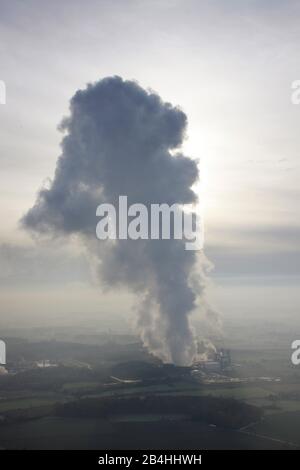 , nuages au-dessus de la centrale électrique Trianel Power station Hamm Uentrop, 29.10.2008, vue aérienne, Allemagne, Rhénanie-du-Nord-Westphalie, Ruhr Area, Werne Banque D'Images