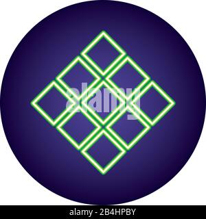 icône de style néon à forme carrée Illustration de Vecteur